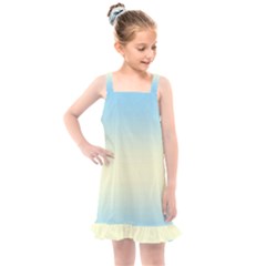Baby Blue To Cream Yellow Bilinear Gradient Kids  Overall Dress by GradientsOmbre