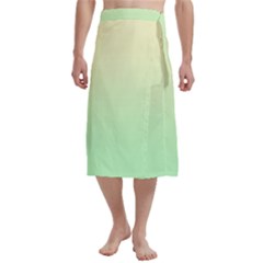 Cream Yellow To Mint Green Linear Gradient Traditional Men s Hawaiian Lavalava Ie Faitaga Wrap Skirt by GradientsOmbre