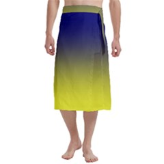 Navy Blue To Electric Yellow Linear Gradient Traditional Men s Hawaiian Lavalava Ie Faitaga Wrap Skirt by GradientsOmbre