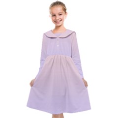 Pale Pink To Pale Violet Linear Gradient Kids  Midi Sailor Dress by GradientsOmbre