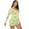 green leaves pattern Long Sleeve Boyleg Swimsuit View3