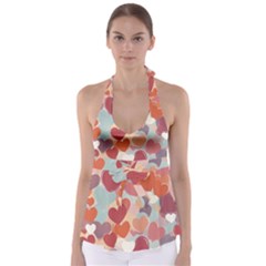 Valentines Day Hearts Romance Love Tie Back Tankini Top by Posterlux