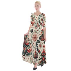 Christmas Tree Snow Half Sleeves Maxi Dress by Bedest