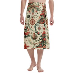 Christmas Tree Snow Traditional Men s Hawaiian Lavalava Ie Faitaga Wrap Skirt by Bedest