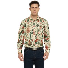Christmas Tree Snow Men s Long Sleeve Pocket Shirt  by Bedest