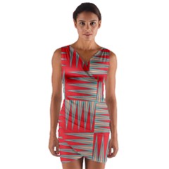 Zigzag Pattern Chevron Red Wrap Front Bodycon Dress by Bedest