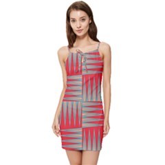 Zigzag Pattern Chevron Red Summer Tie Front Dress by Bedest