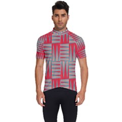 Zigzag Pattern Chevron Red Men s Short Sleeve Cycling Jersey by Bedest