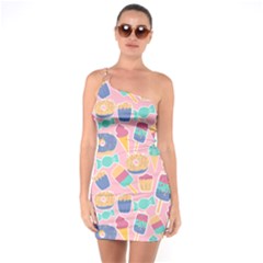 Ice Cream Donut Sweets Candie One Shoulder Ring Trim Bodycon Dress by Apenda