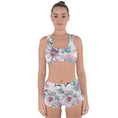 Flowers Pattern Floral Racerback Boyleg Bikini Set by Sabxi