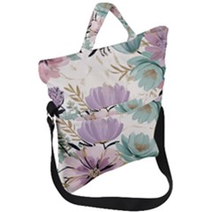 Flowers Pattern Floral Fold Over Handle Tote Bag by Sabxi