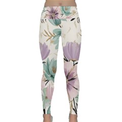 Flowers Pattern Floral Lightweight Velour Classic Yoga Leggings by Sabxi