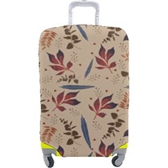 Leaves Pattern Teal Seamless Fall Luggage Cover (large) by Sabxi