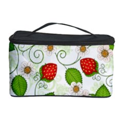 Strawberry Fruit Pattern Leaves Cosmetic Storage Case by Sabxi