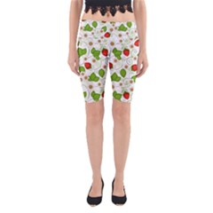 Strawberry Fruit Pattern Leaves Yoga Cropped Leggings by Sabxi