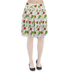 Strawberry Fruit Pattern Leaves Pleated Skirt by Sabxi