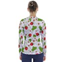 Strawberry Fruit Pattern Leaves V-Neck Long Sleeve Top View2