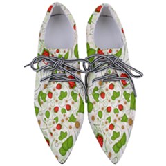 Strawberry Fruit Pattern Leaves Pointed Oxford Shoes by Sabxi