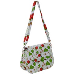 Strawberry Fruit Pattern Leaves Saddle Handbag by Sabxi