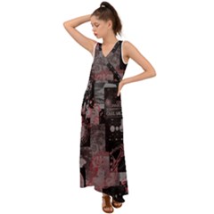 Aesthetic , Aesthetic, Dark V-neck Chiffon Maxi Dress by kyorashop23