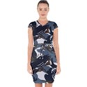 Blue Winter Camouflage, Military Camouflage Capsleeve Drawstring Dress  View1