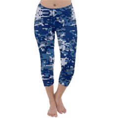 Blue, Camouflage, Cool, Navy, New, Pattern Capri Winter Leggings  by kyorashop23