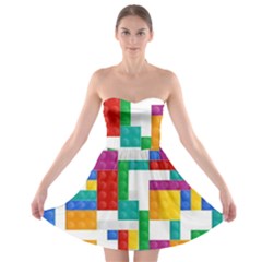 Colorful Bricks, Bricks, Colorful Strapless Bra Top Dress by kyorashop23