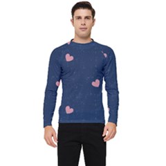 Corazones, Blue, Pattern Men s Long Sleeve Rash Guard by kyorashop23