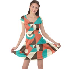 Retro Colorful Background, Retro Abstraction Cap Sleeve Dress by kyorashop23