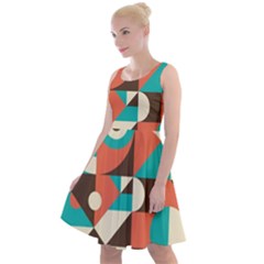 Retro Colorful Background, Retro Abstraction Knee Length Skater Dress by kyorashop23