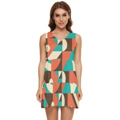 Retro Colorful Background, Retro Abstraction Tiered Sleeveless Mini Dress by kyorashop23