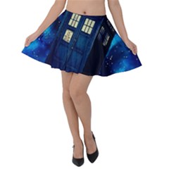 Tardis Doctor Who Space Galaxy Velvet Skater Skirt by Cemarart