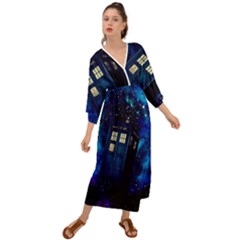 Tardis Doctor Who Space Galaxy Grecian Style  Maxi Dress by Cemarart