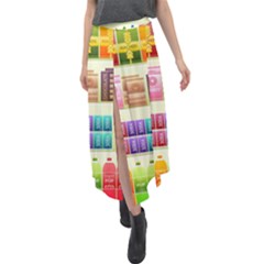 Supermarket Shelf Products Snacks Velour Split Maxi Skirt by Cemarart