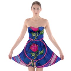 Enchanted Rose Stained Glass Strapless Bra Top Dress by Cemarart