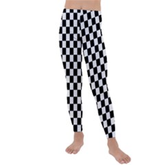 Pattern Checkered Squares Black White Pattern Kids  Lightweight Velour Leggings by Sabxi