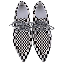 Pattern Checkered Squares Black White Pattern Pointed Oxford Shoes by Sabxi