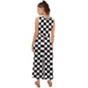 Pattern Checkered Squares Black White Pattern V-Neck Chiffon Maxi Dress View2