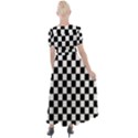 Pattern Checkered Squares Black White Pattern Button Up Short Sleeve Maxi Dress View2