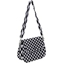 Pattern Checkered Squares Black White Pattern Saddle Handbag by Sabxi