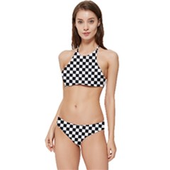 Pattern Checkered Squares Black White Pattern Banded Triangle Bikini Set by Sabxi