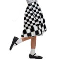 Pattern Checkered Squares Black White Pattern Kids  Ruffle Flared Wrap Midi Skirt View3