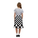 Pattern Checkered Squares Black White Pattern Kids  Ruffle Flared Wrap Midi Skirt View4