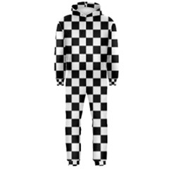 Pattern Checkered Squares Black White Pattern Hooded Jumpsuit (men) by Sabxi