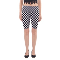 Pattern Checkered Squares Black White Pattern Yoga Cropped Leggings by Sabxi