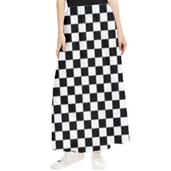 Pattern Checkered Squares Black White Pattern Maxi Chiffon Skirt by Sabxi