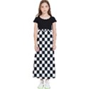 Pattern Checkered Squares Black White Pattern Kids  Flared Maxi Skirt View1