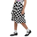 Pattern Checkered Squares Black White Pattern Kids  Ruffle Flared Wrap Midi Skirt View2