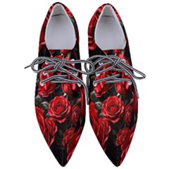 Red Roses Pointed Oxford Shoes by Sabxi