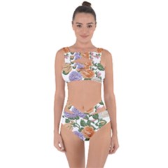 Embroidery Roses Floral Design Bandaged Up Bikini Set  by Sabxi